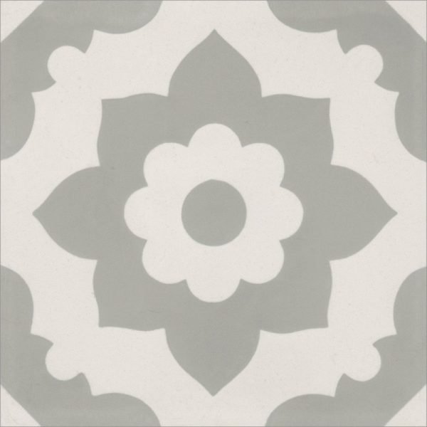 Moroccan Encaustic Cement 04b Floral Grey