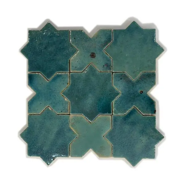 Zellige Star Cross Turquoise 11cm x 11cm